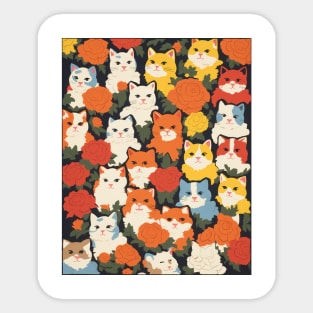 Cute Cats and Floral Design. Modern and Vibrant Sticker